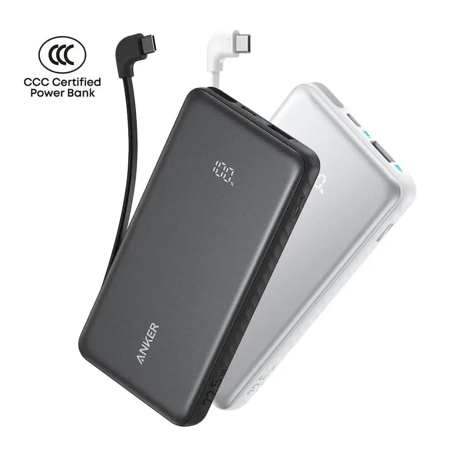 باور بانك Anker Zolo ‏10000mAh ‏22.5W بكابل مدمج