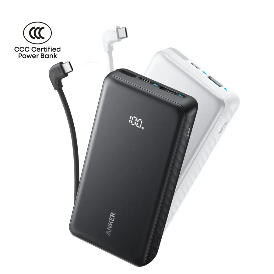 باور بانك Anker Zolo ‏20000mAh ‏22.5W بكابل مدمج