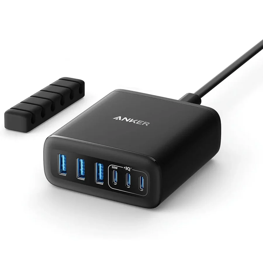 محطة شحن Anker مكتبية 112W – 6 منافذ GaN