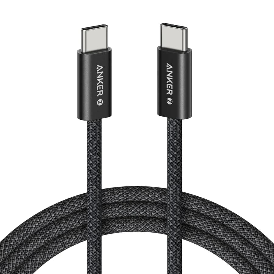 كابل Anker Zolo مضفّر USB-C إلى USB-C 240 واط – أسود (A8060H12)