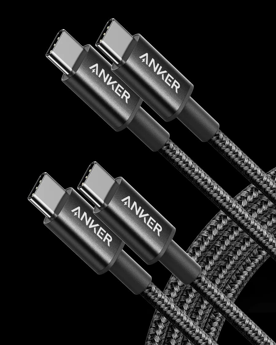 كابل Anker مضفّر من USB-C إلى USB-C – أسود