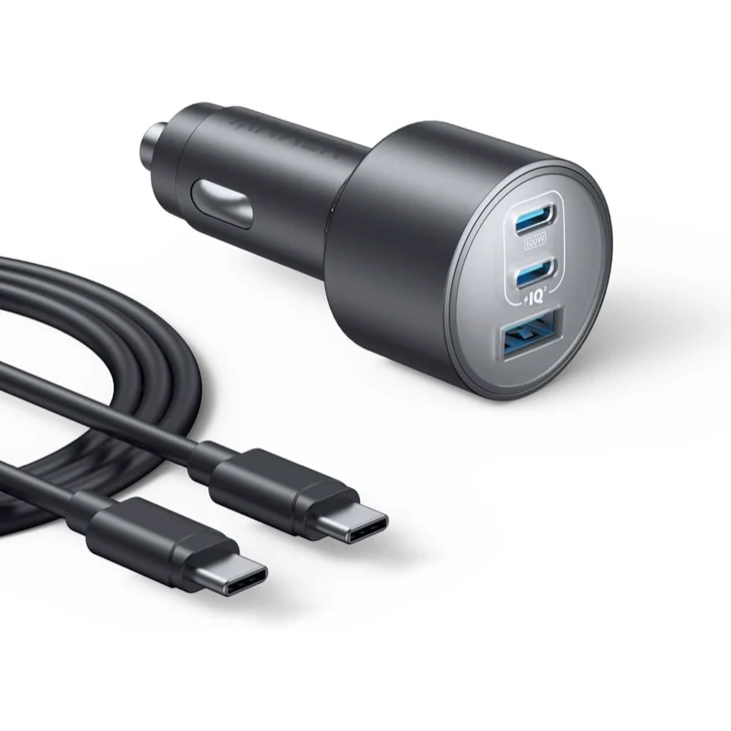 شاحن سيارة Anker مع كابل USB-C – 3 منافذ